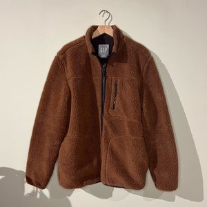 2022 Gap Brown Full-Zip Sherpa Collared Sweatshirt
